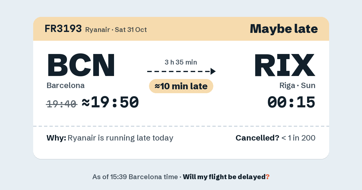 Link preview: FR3193 lands about 00:17