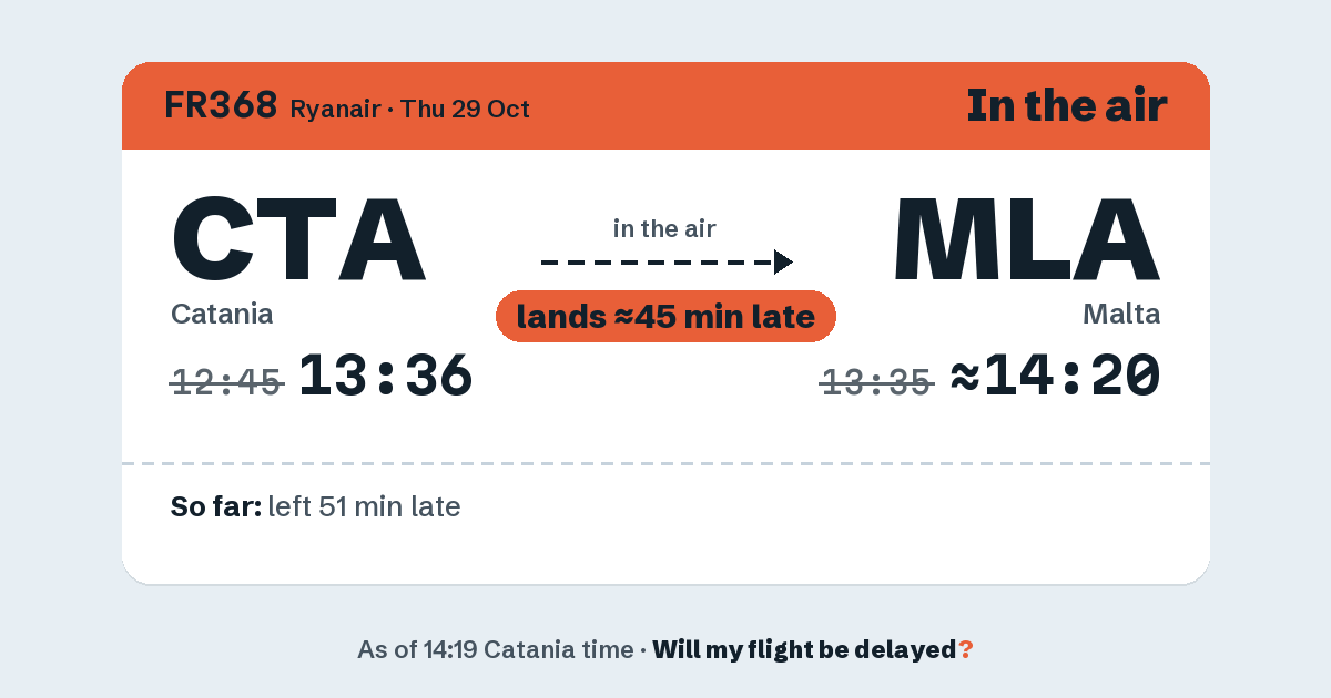 Link preview: FR368 lands about 14:18