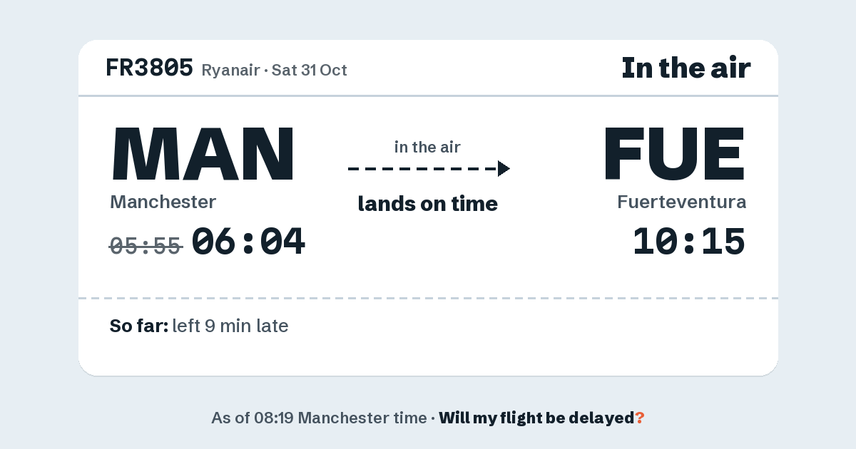 Link preview: FR3805 lands about 10:11