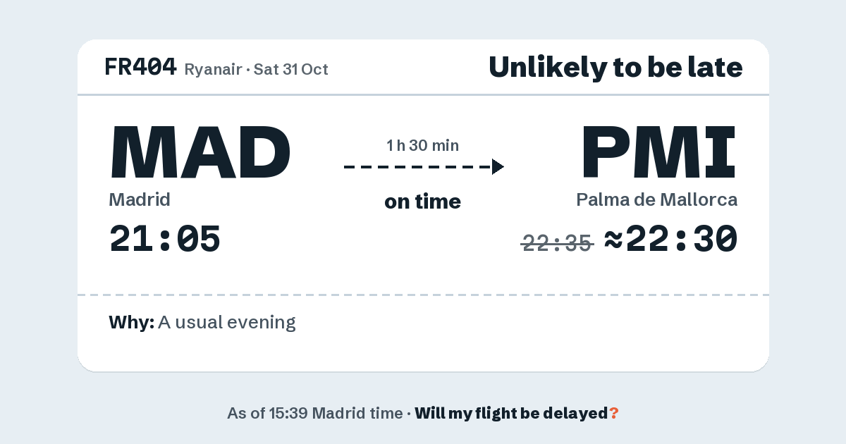 Link preview: FR404 lands about 22:30