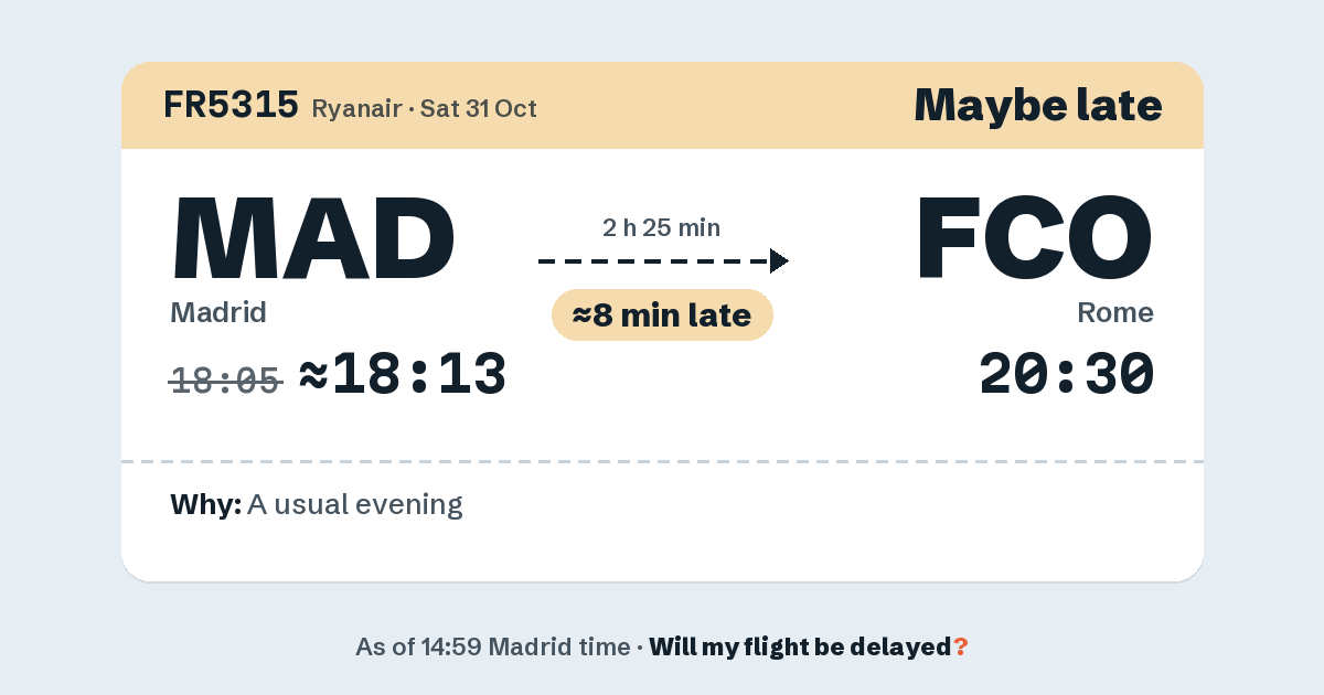 Link preview: FR5315 lands about 20:27