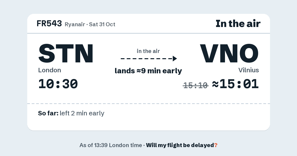 Link preview: FR543 lands about 15:01