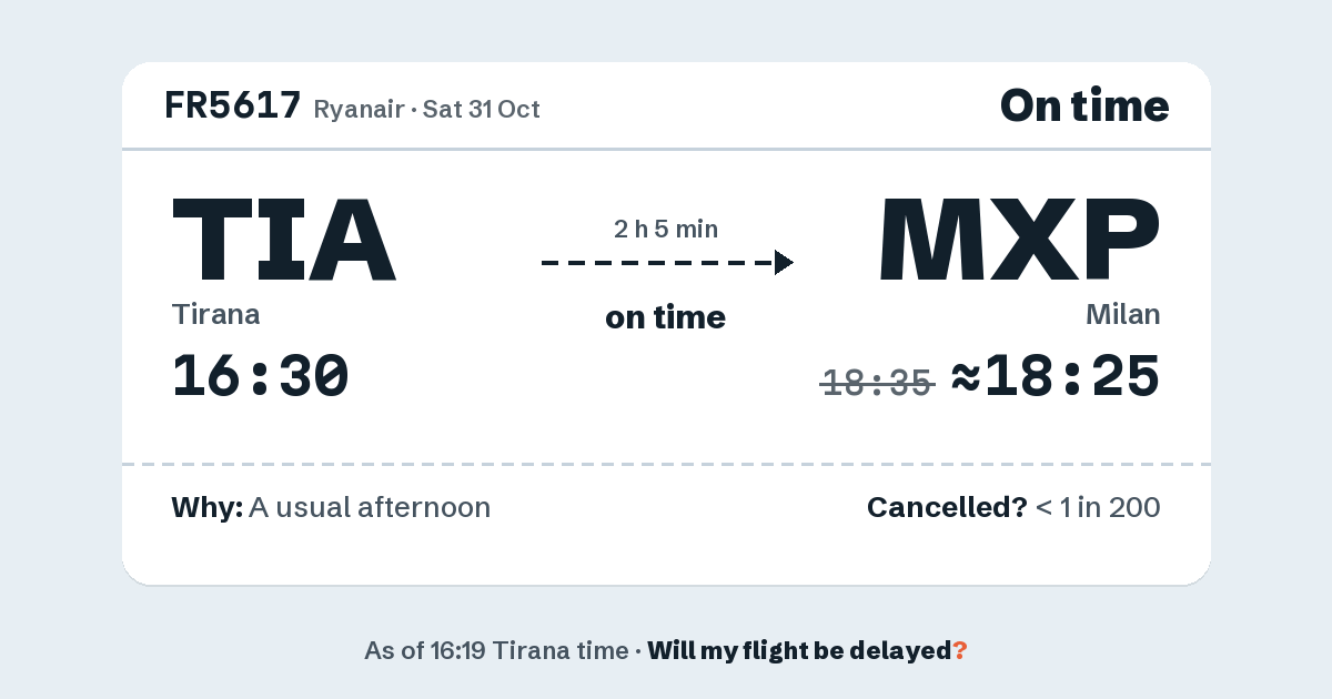 Link preview: FR5617 lands about 18:25