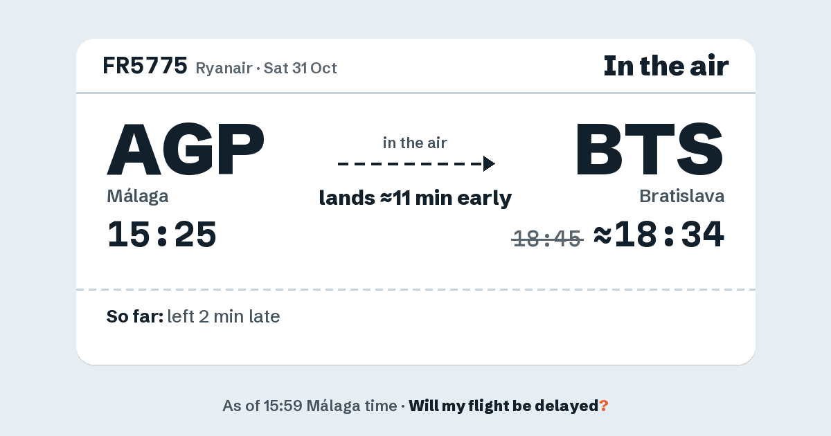 Link preview: FR5775 lands about 18:34