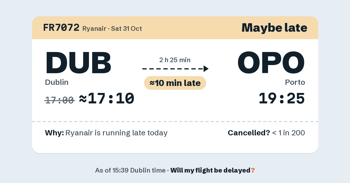 Link preview: FR7072 lands about 19:29