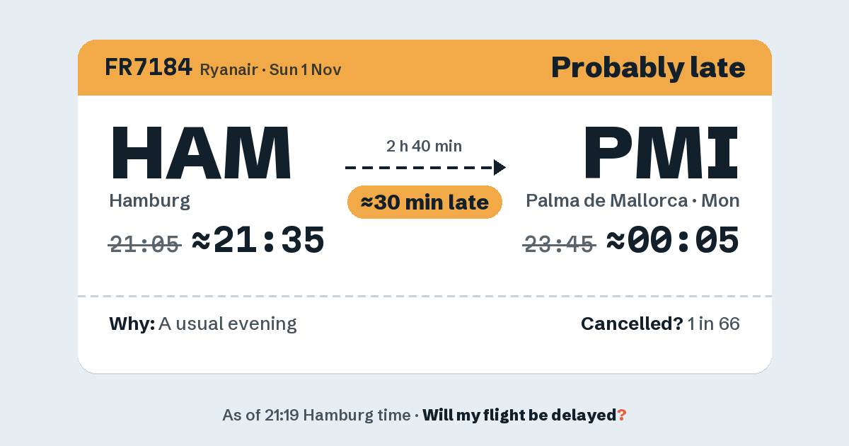 Link preview: FR7184 lands about 00:03