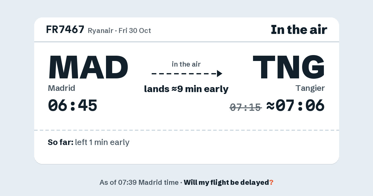 Link preview: FR7467 lands about 07:06