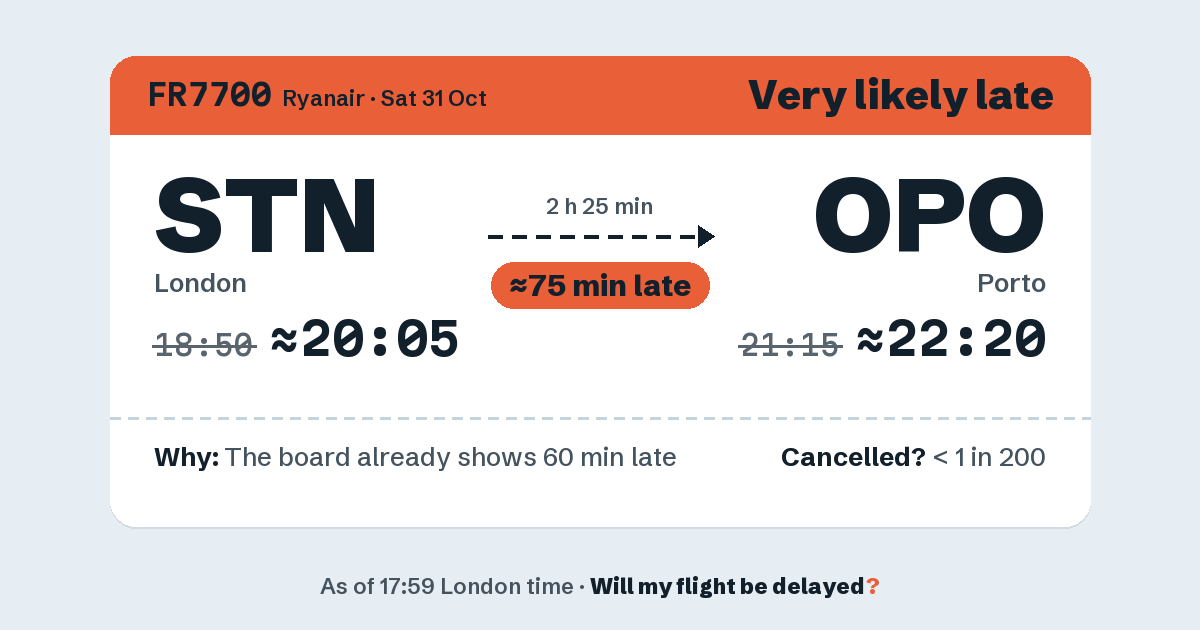 Link preview: FR7700 lands about 22:21