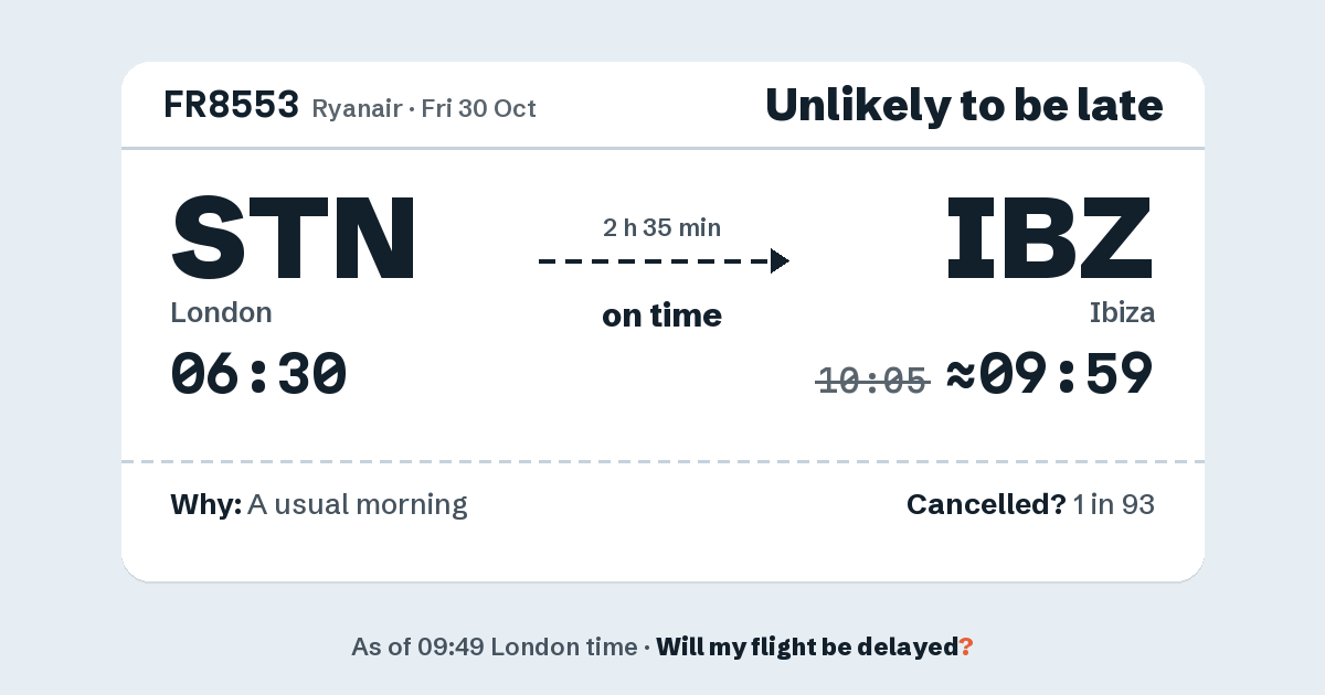 Link preview: FR8553 lands about 09:59