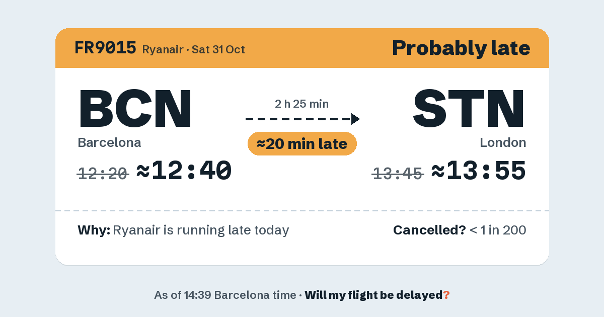 Link preview: FR9015 lands about 13:55