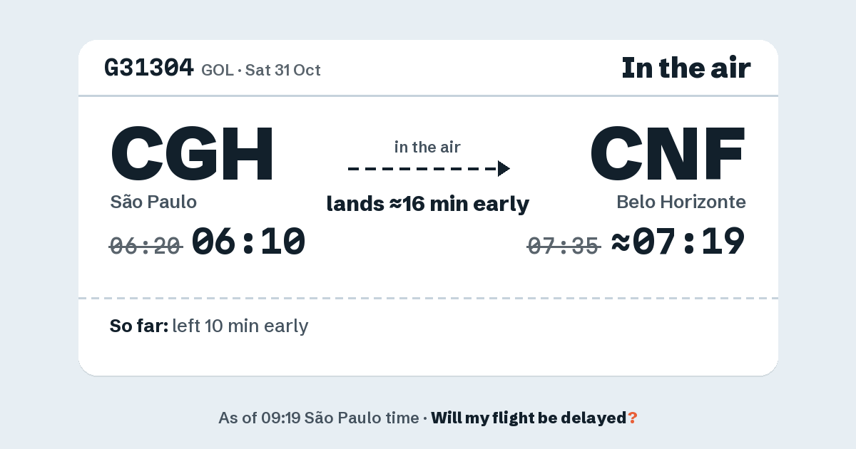 Link preview: G31304 lands about 07:19