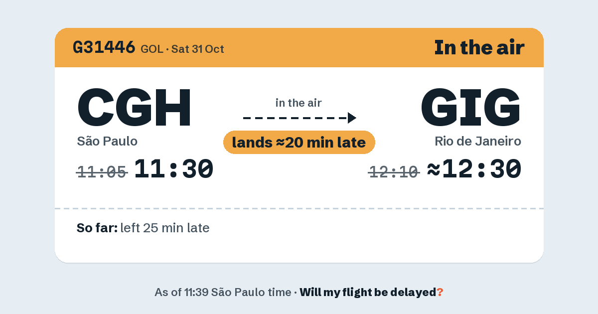 Link preview: G31446 lands about 12:31