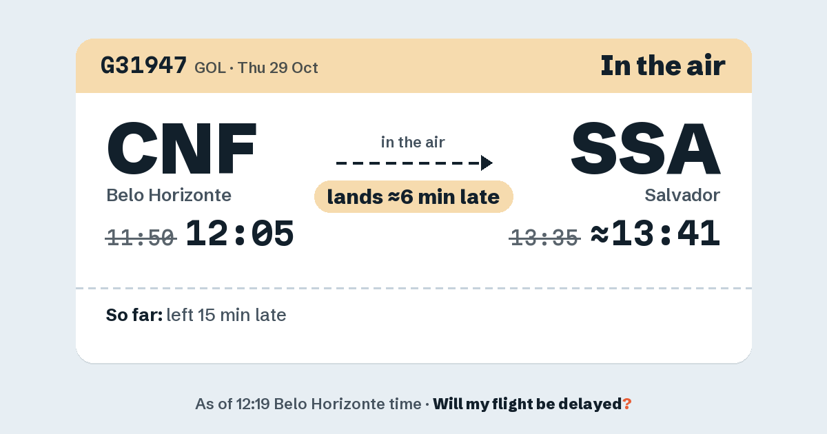 Link preview: G31947 lands about 13:41