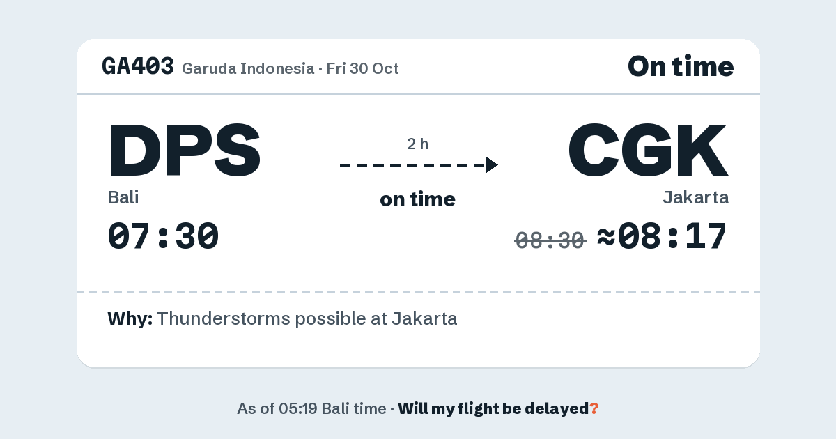 Link preview: GA403 lands about 08:17