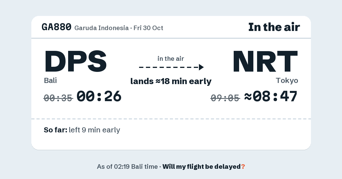 Link preview: GA880 lands about 08:47