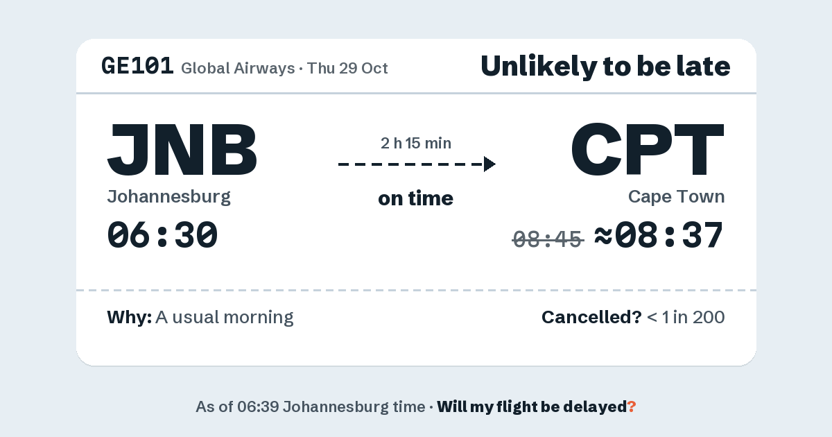 Link preview: GE101 lands about 08:37