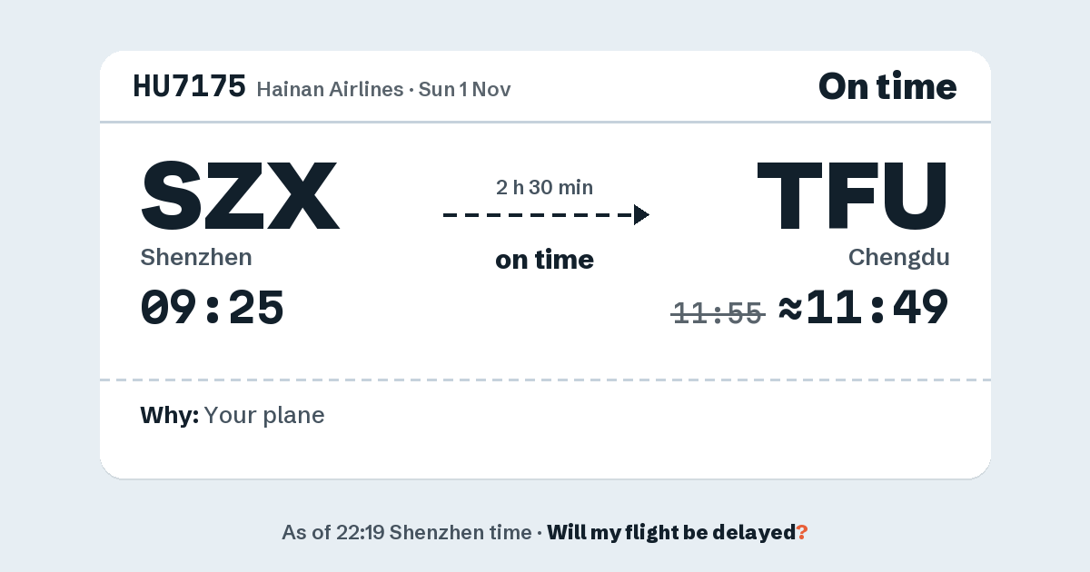Link preview: HU7175 lands about 11:49
