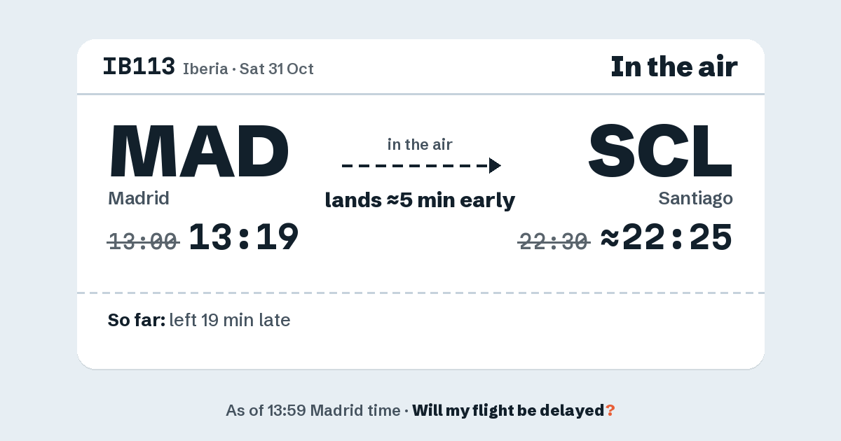 Link preview: IB113 lands about 22:25