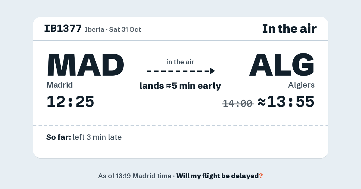 Link preview: IB1377 lands about 13:55
