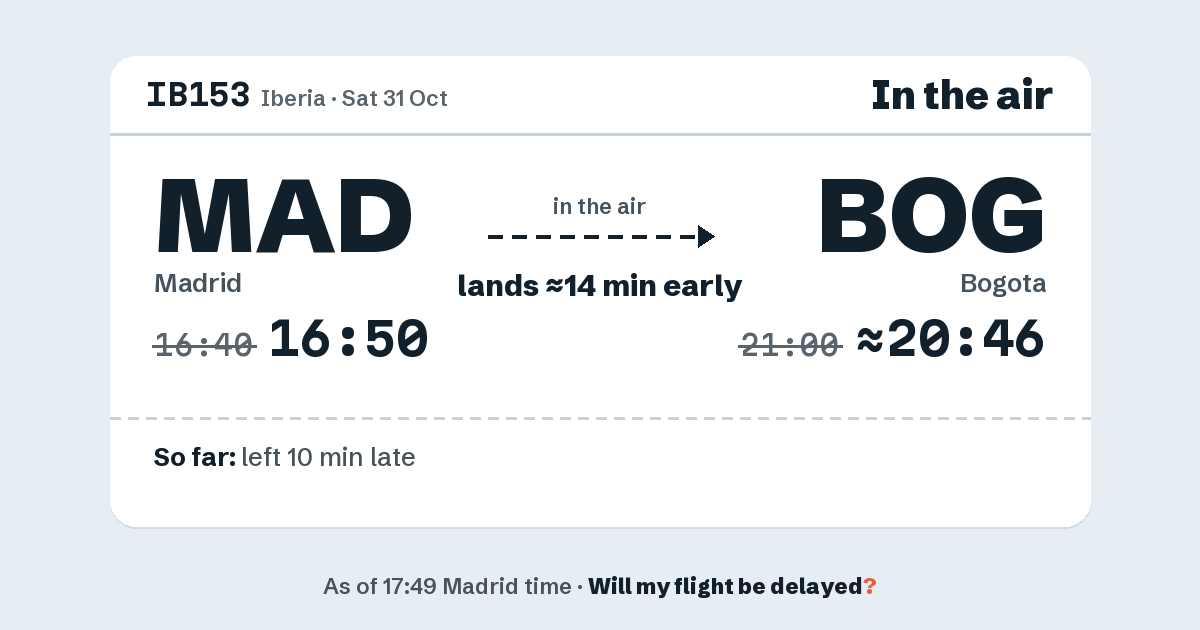 Link preview: IB153 lands about 20:46
