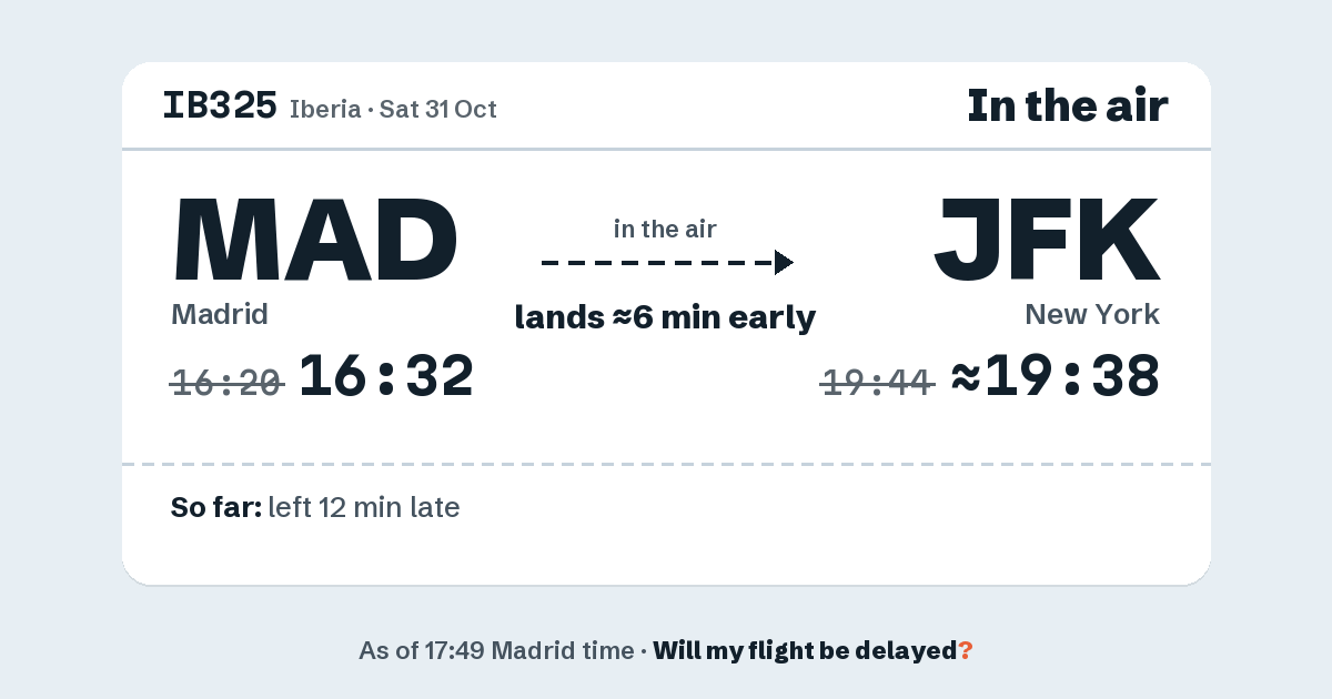 Link preview: IB325 lands about 19:38