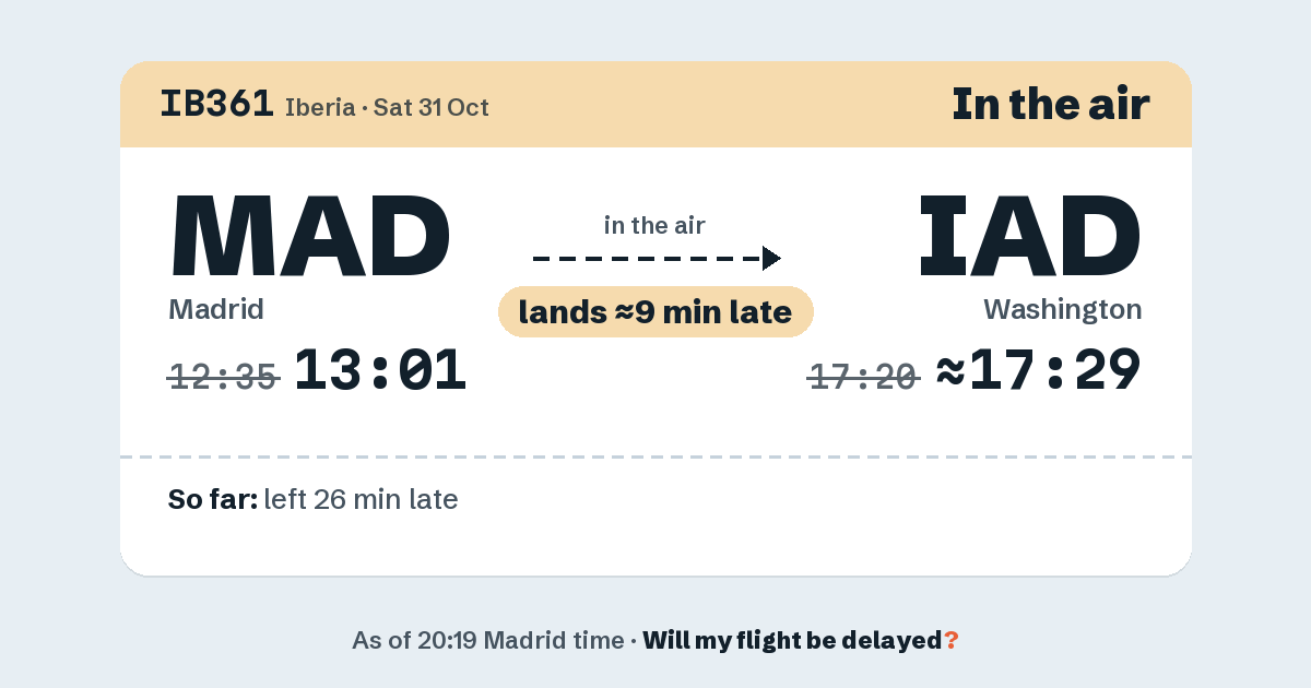 Link preview: IB361 lands about 17:29