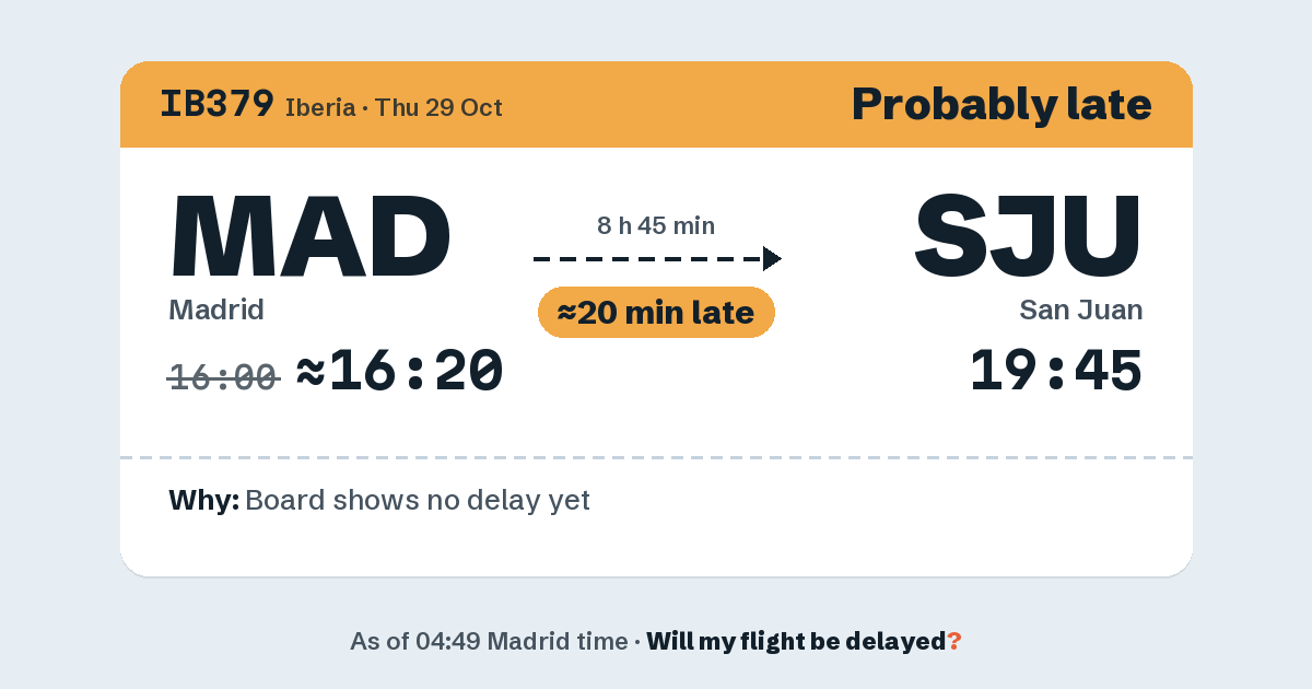 Link preview: IB379 lands about 19:46
