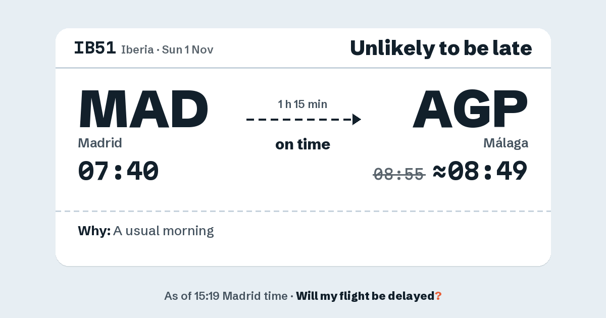 Link preview: IB51 lands about 08:49