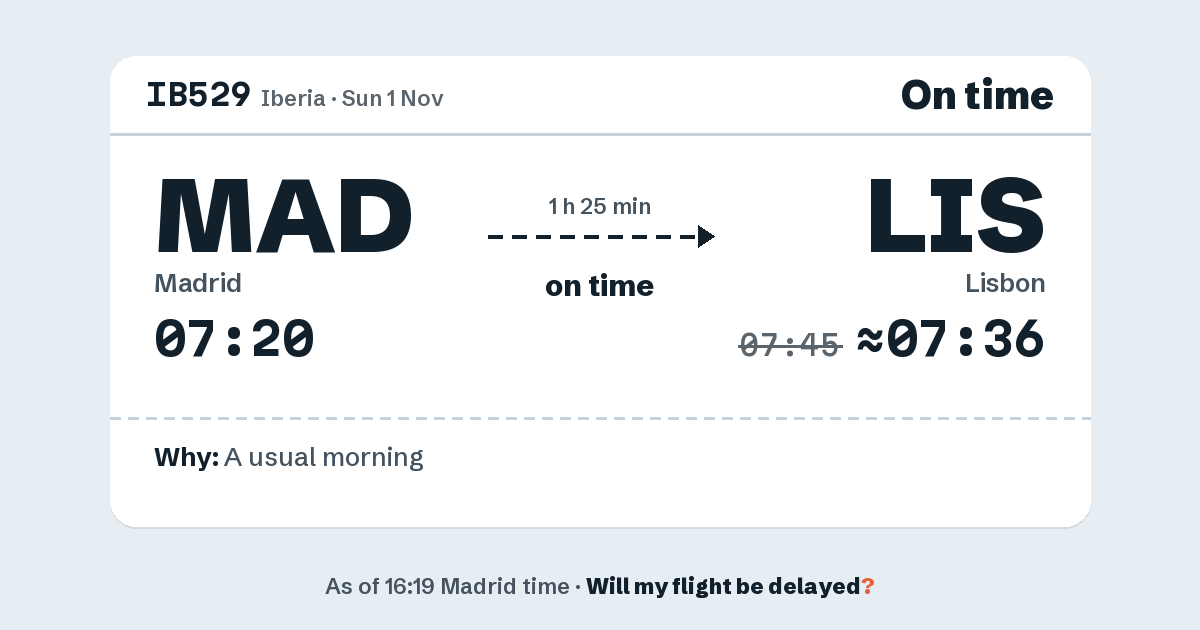 Link preview: IB529 lands about 07:36