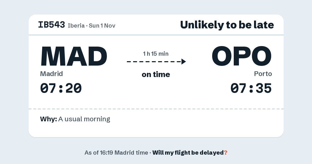 Link preview: IB543 lands about 07:32