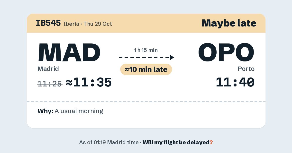 Link preview: IB545 lands about 11:41