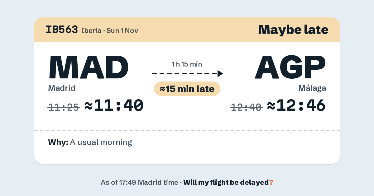Link preview: IB563 lands about 12:46