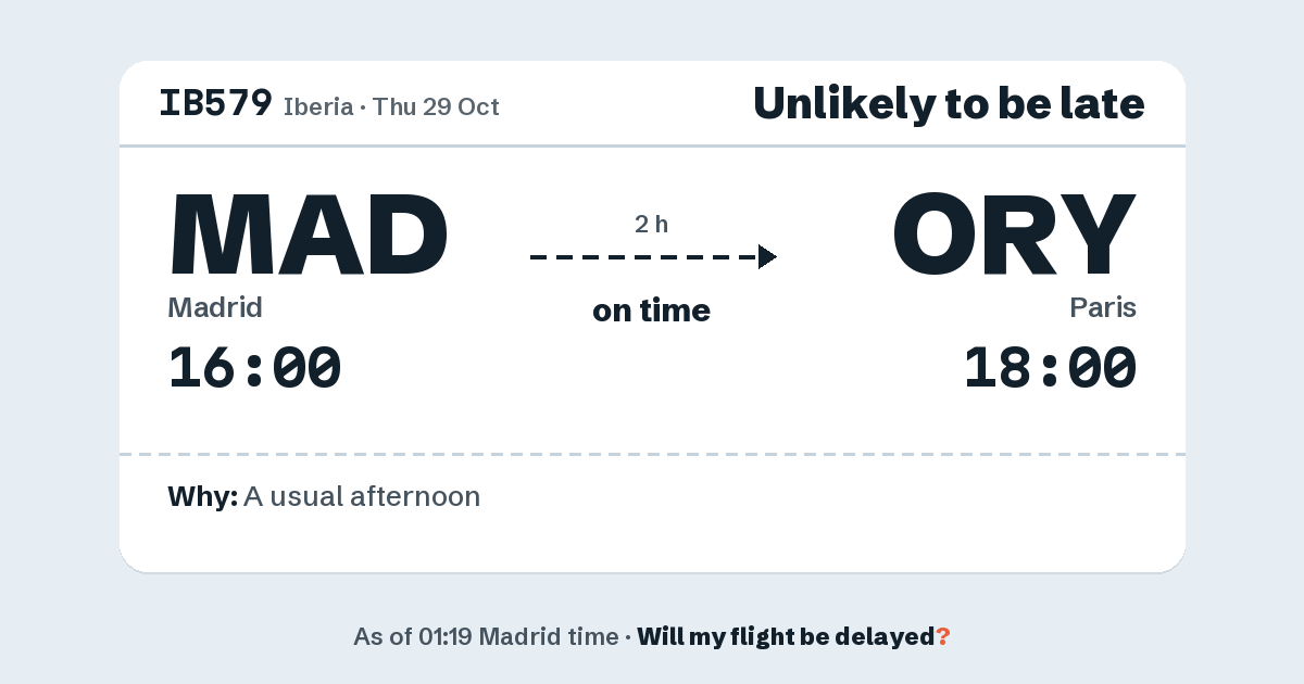 Link preview: IB579 lands about 18:00