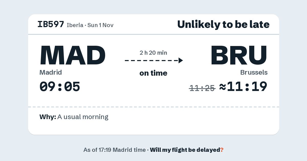Link preview: IB597 lands about 11:19