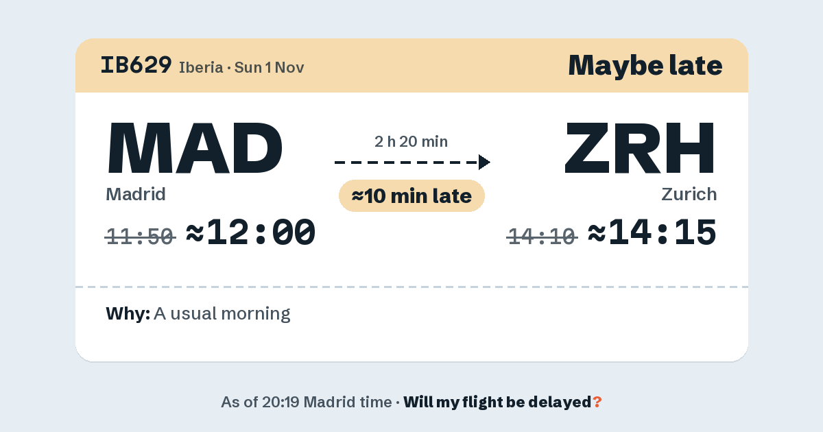 Link preview: IB629 lands about 14:15