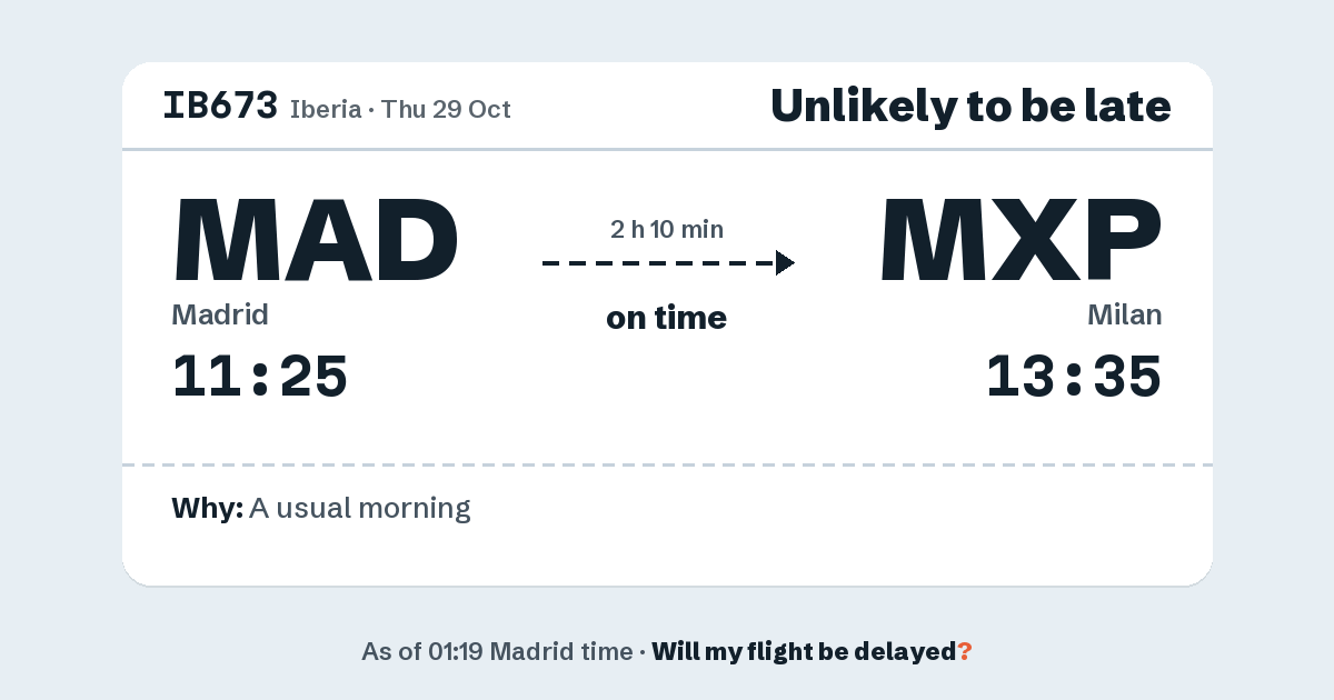 Link preview: IB673 lands about 13:31