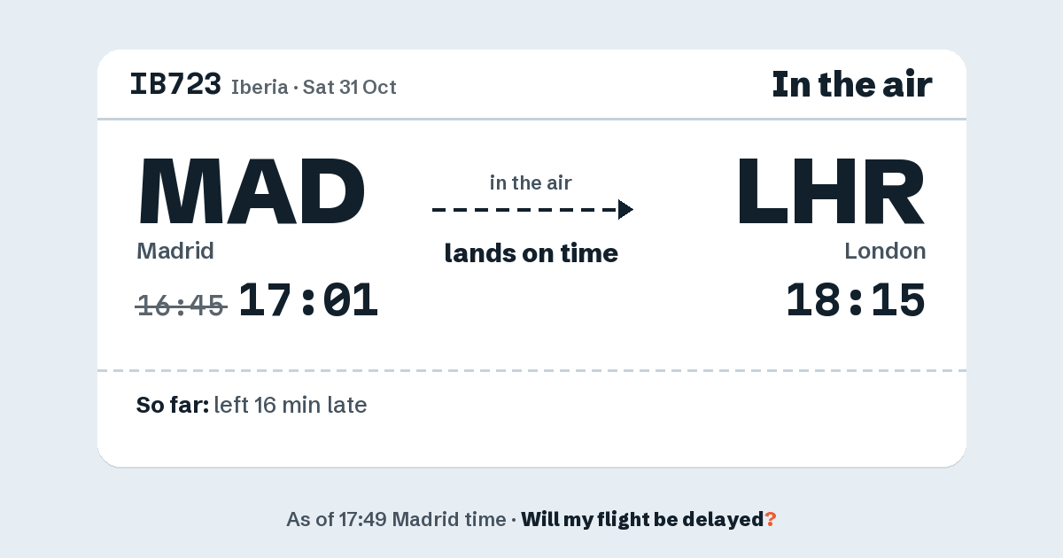 Link preview: IB723 lands about 18:16