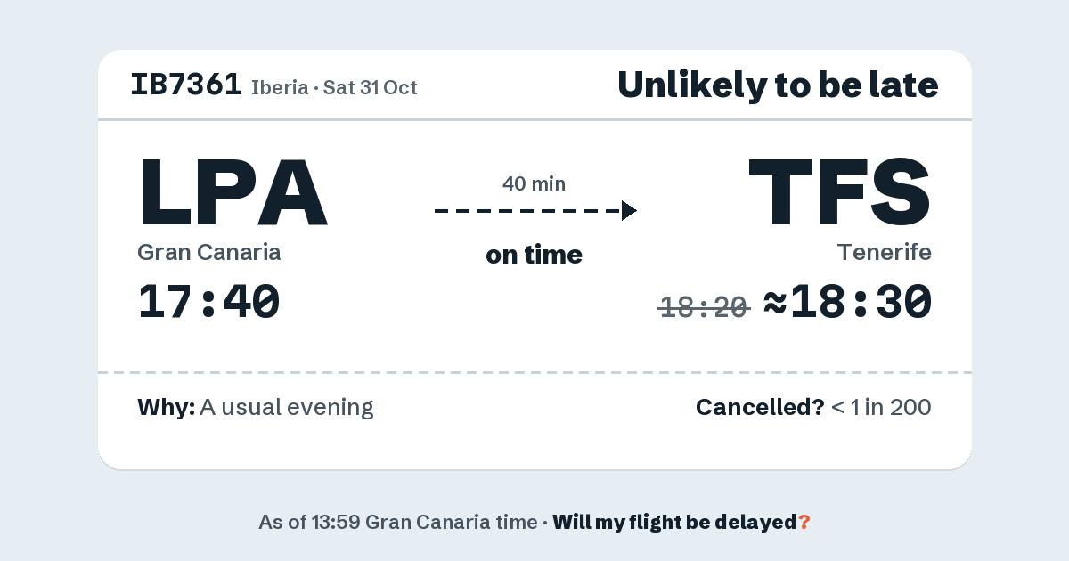 Link preview: IB7361 lands about 18:31