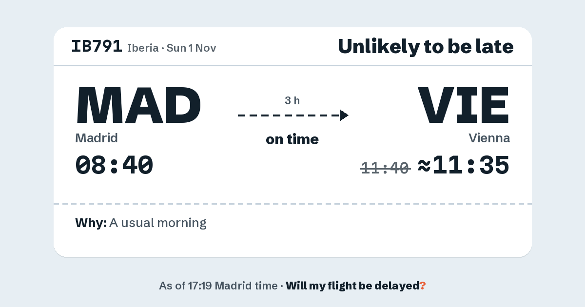 Link preview: IB791 lands about 11:35