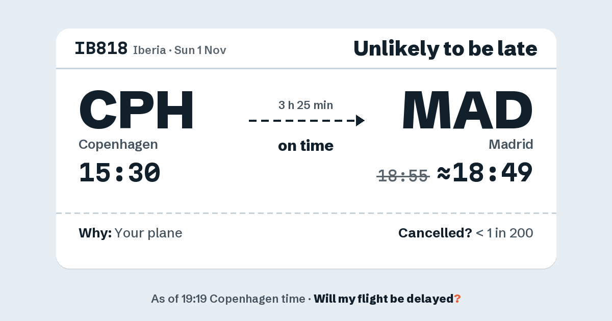 Link preview: IB818 lands about 18:49