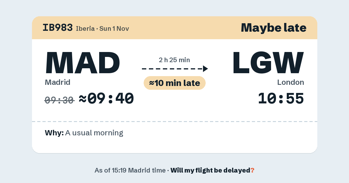 Link preview: IB983 lands about 10:58