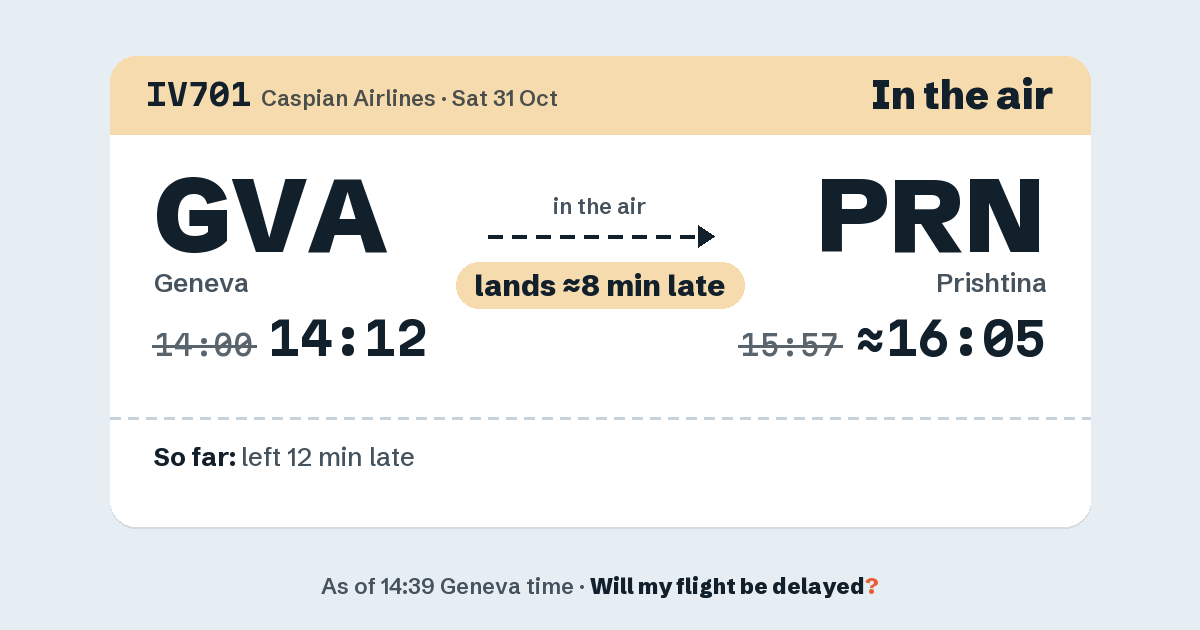 Link preview: IV701 lands about 16:05