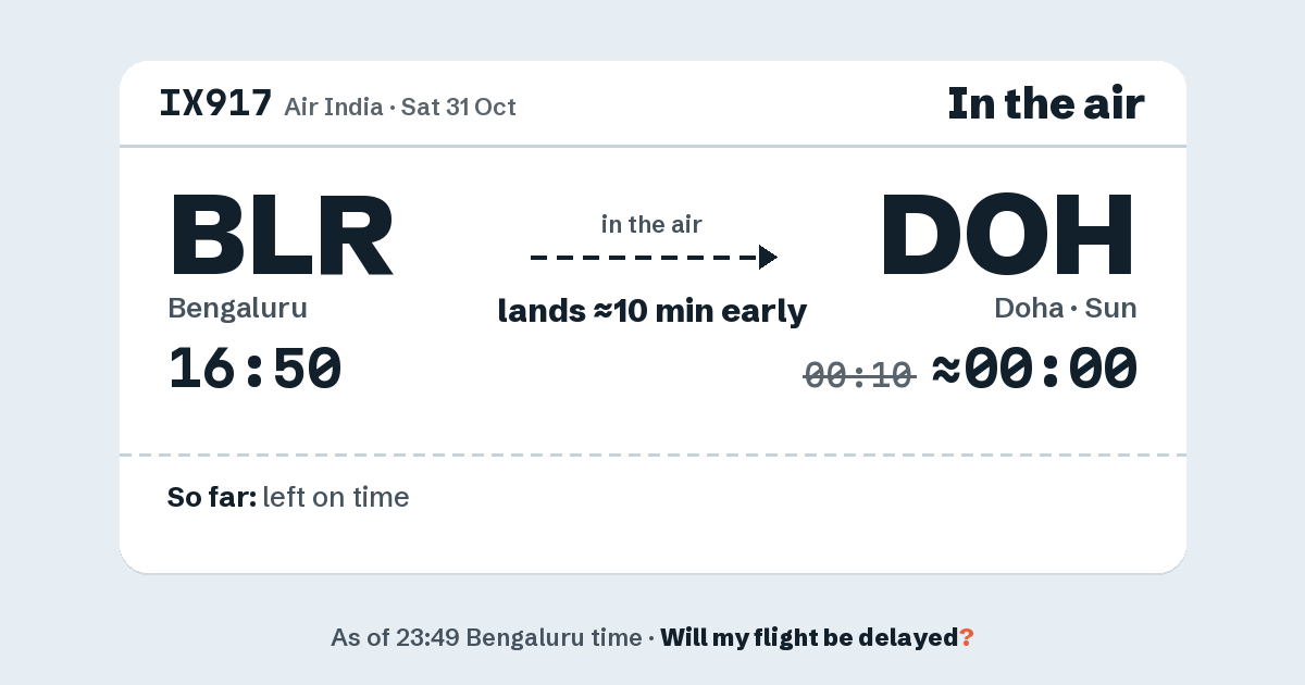 Link preview: IX917 lands about 00:00