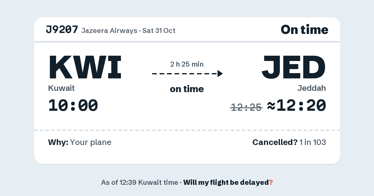 Link preview: J9207 lands about 12:20