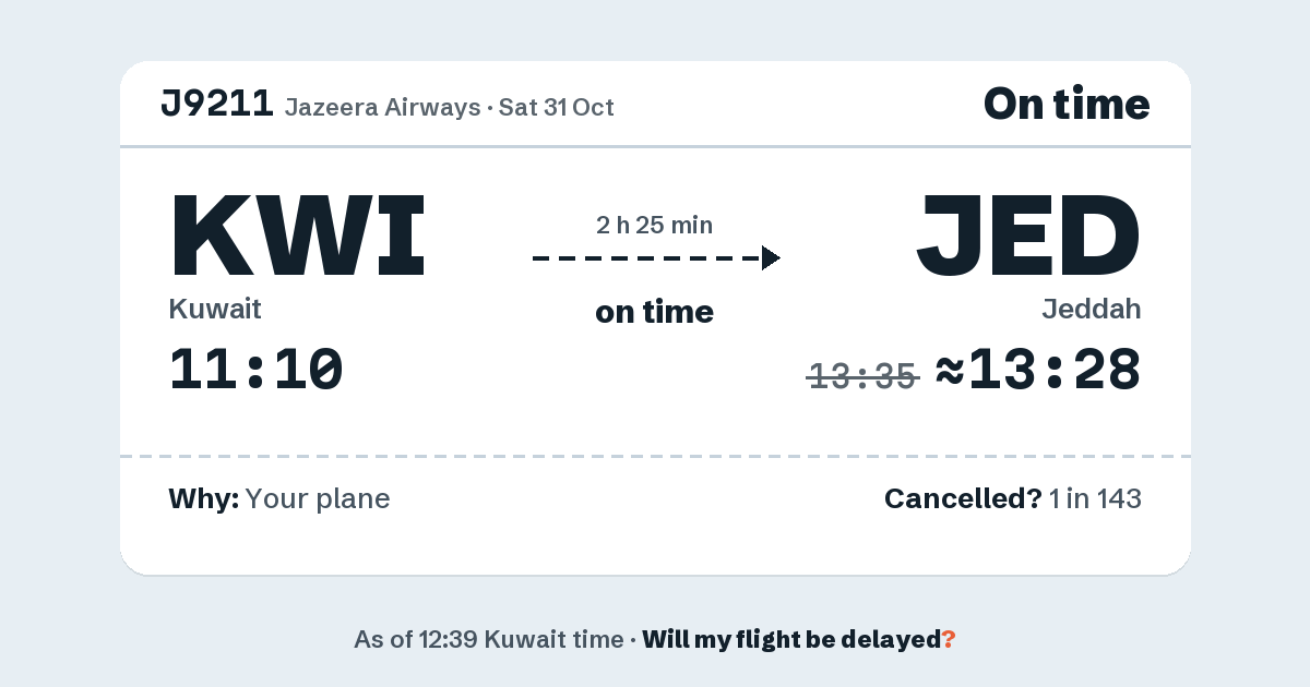 Link preview: J9211 lands about 13:28
