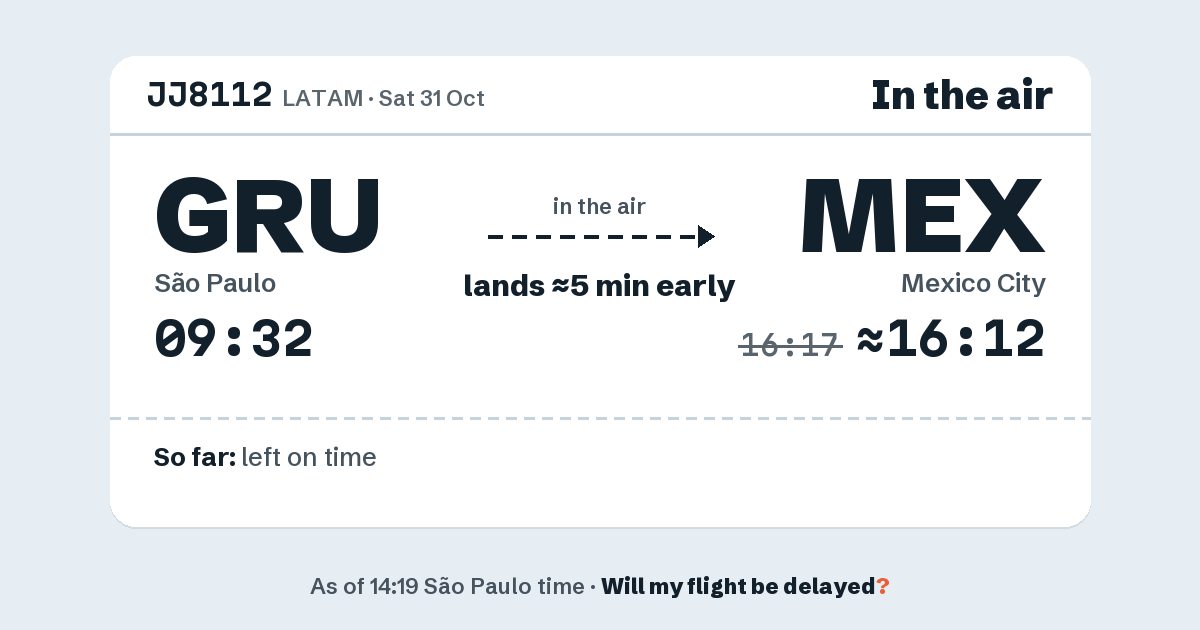 Link preview: JJ8112 lands about 16:12