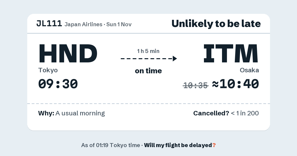 Link preview: JL111 lands about 10:40