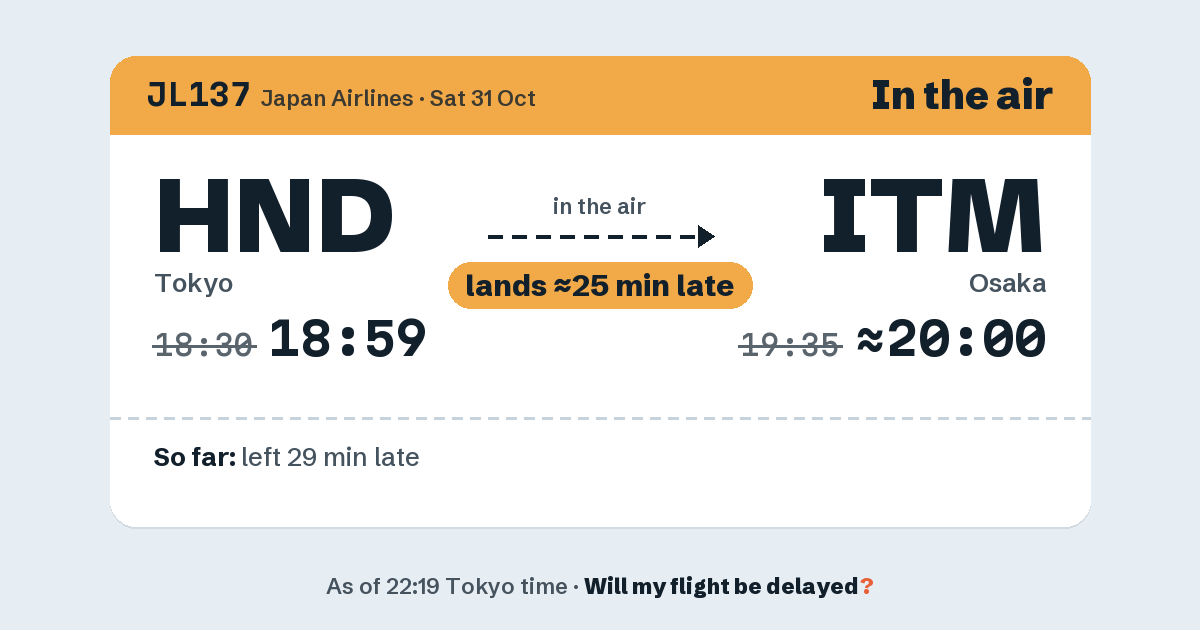 Link preview: JL137 lands about 20:01