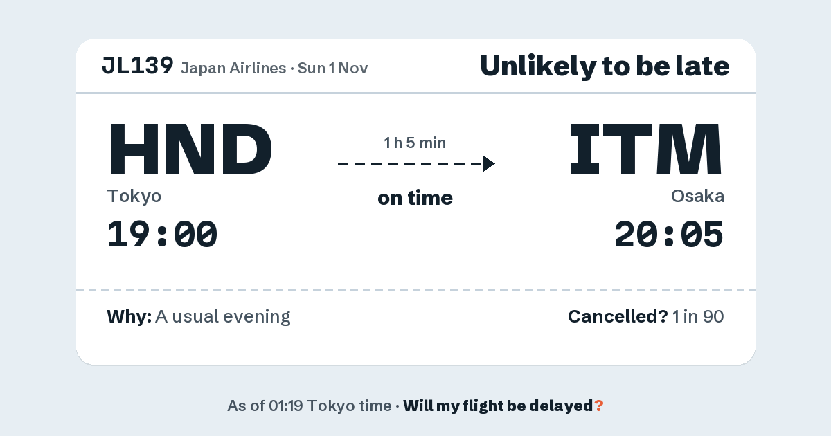 Link preview: JL139 lands about 20:07