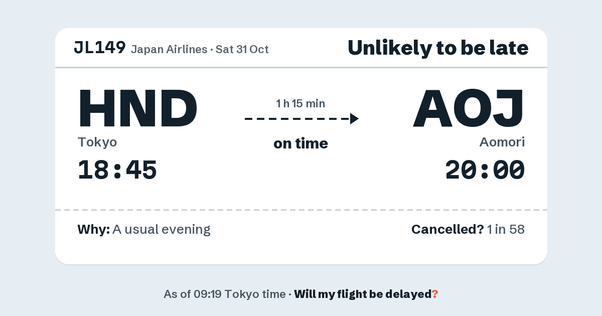 Link preview: JL149 lands about 20:04
